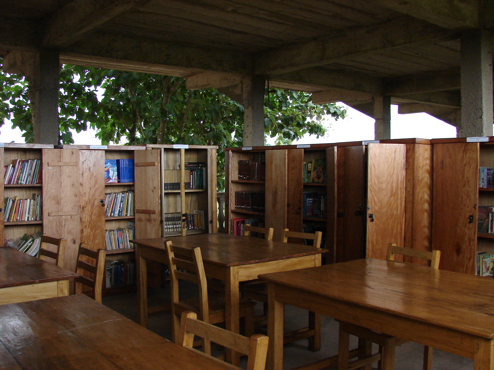 library cupboards and books